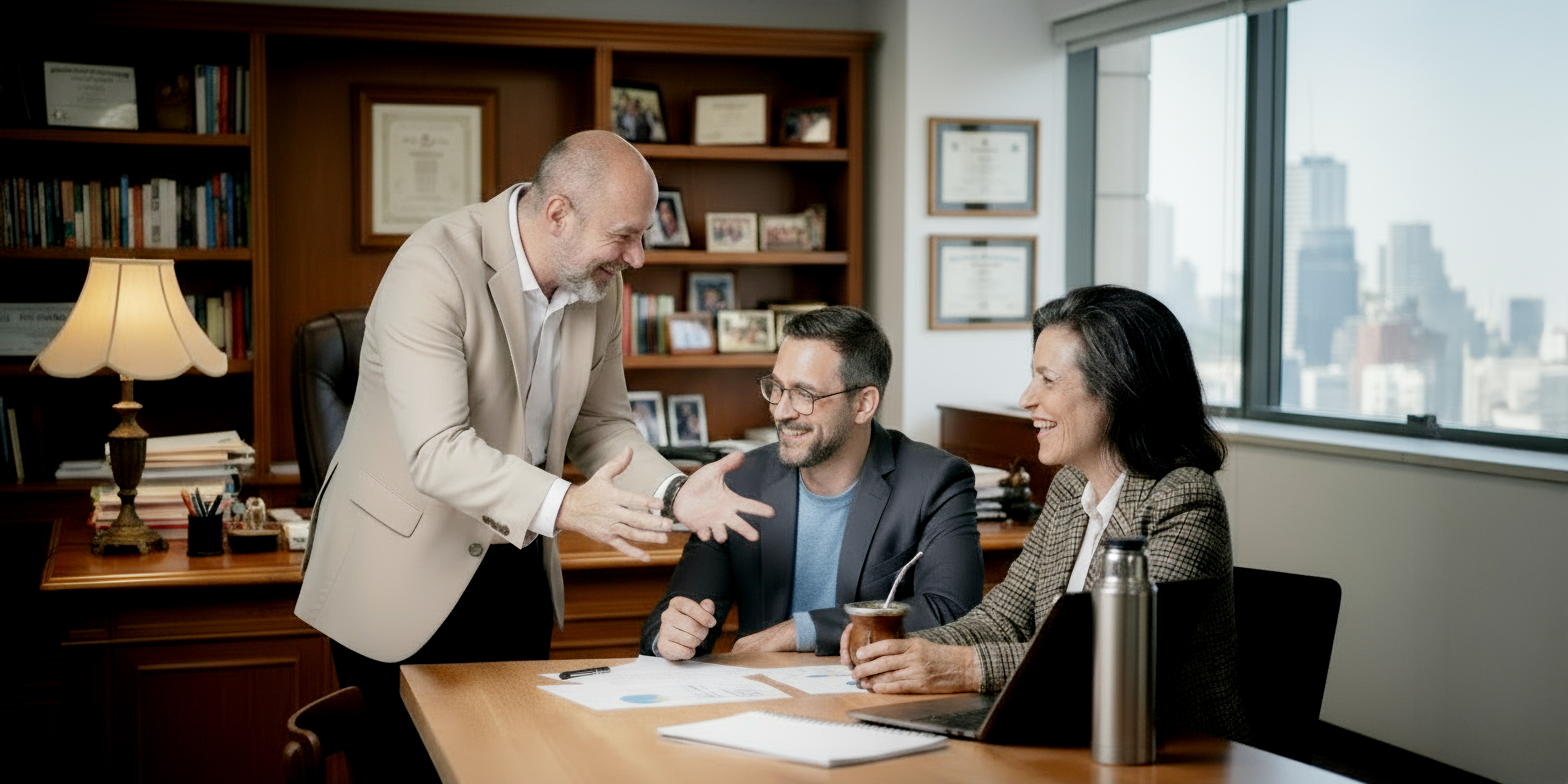 Equipo de trabajo en una reunión de negocios